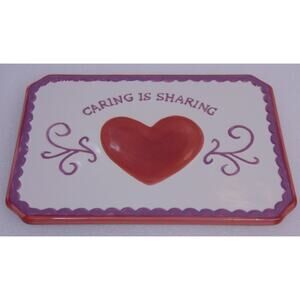 Temp-tations Serving Tray Heart Love Ovenware Caring is Sharing Plate Temptation